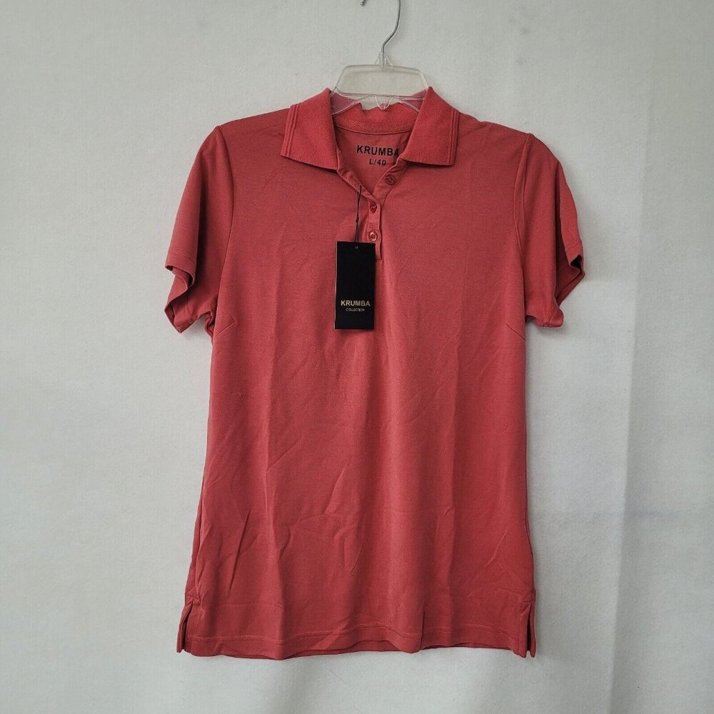 Krumba Golf Polo Shirt Womens L Red Modal Short Sleeve Performance Wear New Flaw